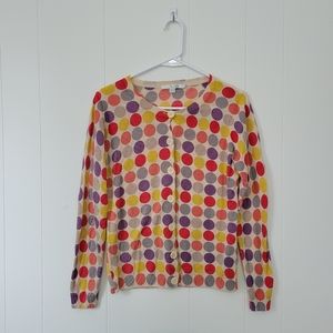 Boden Polka Dot Multicolor Buttoned Wool Cardigan